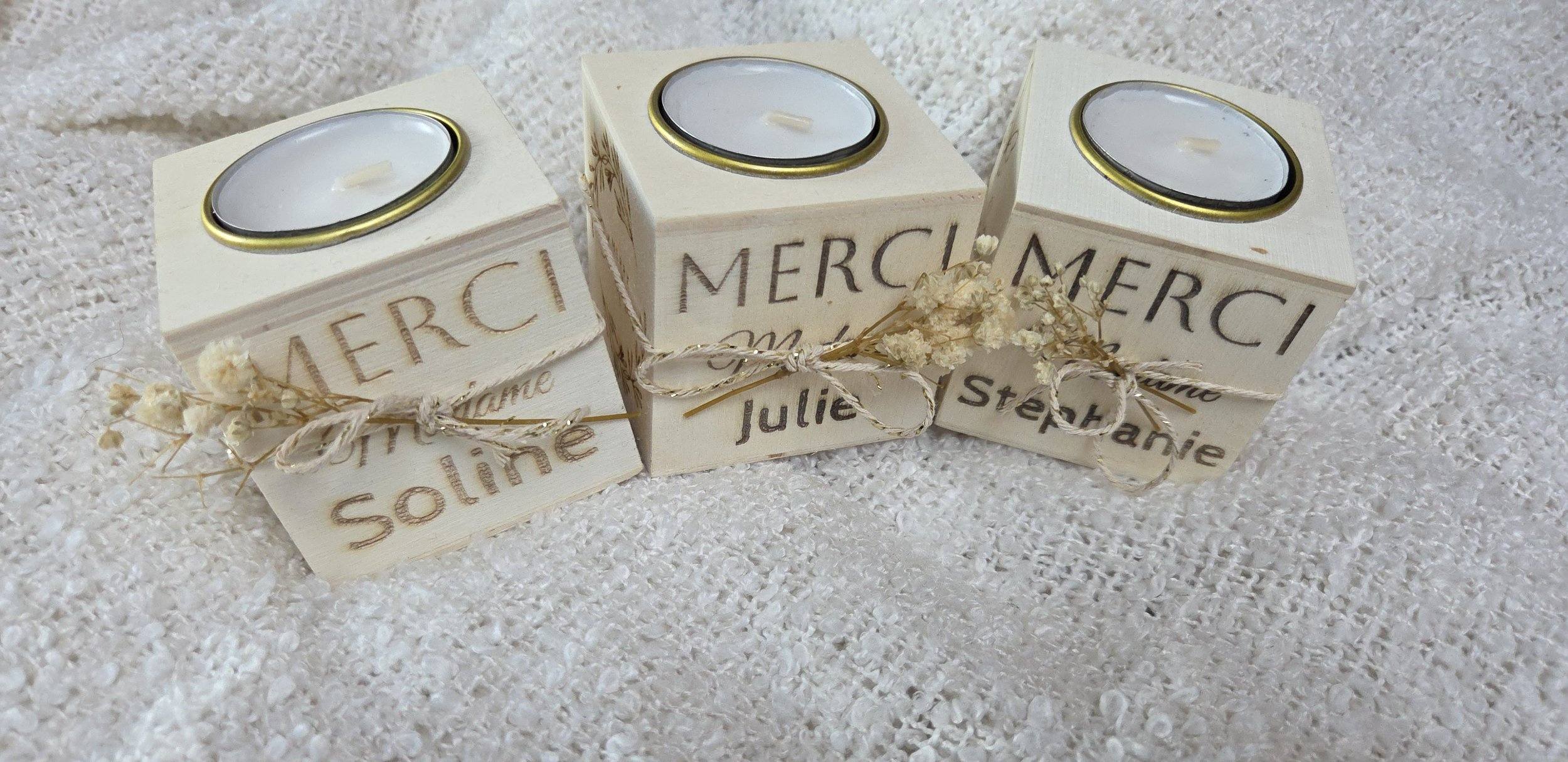 Photophore cube en bois personnalisé