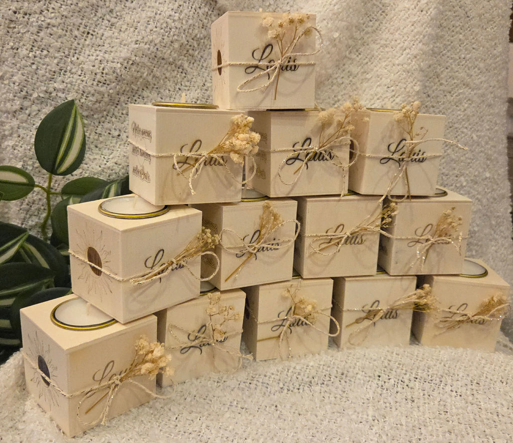 Photophore cube en bois personnalisé